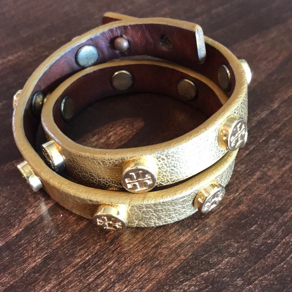 Tory Burch Jewelry - Tory Burch gold leather wrap bracelet